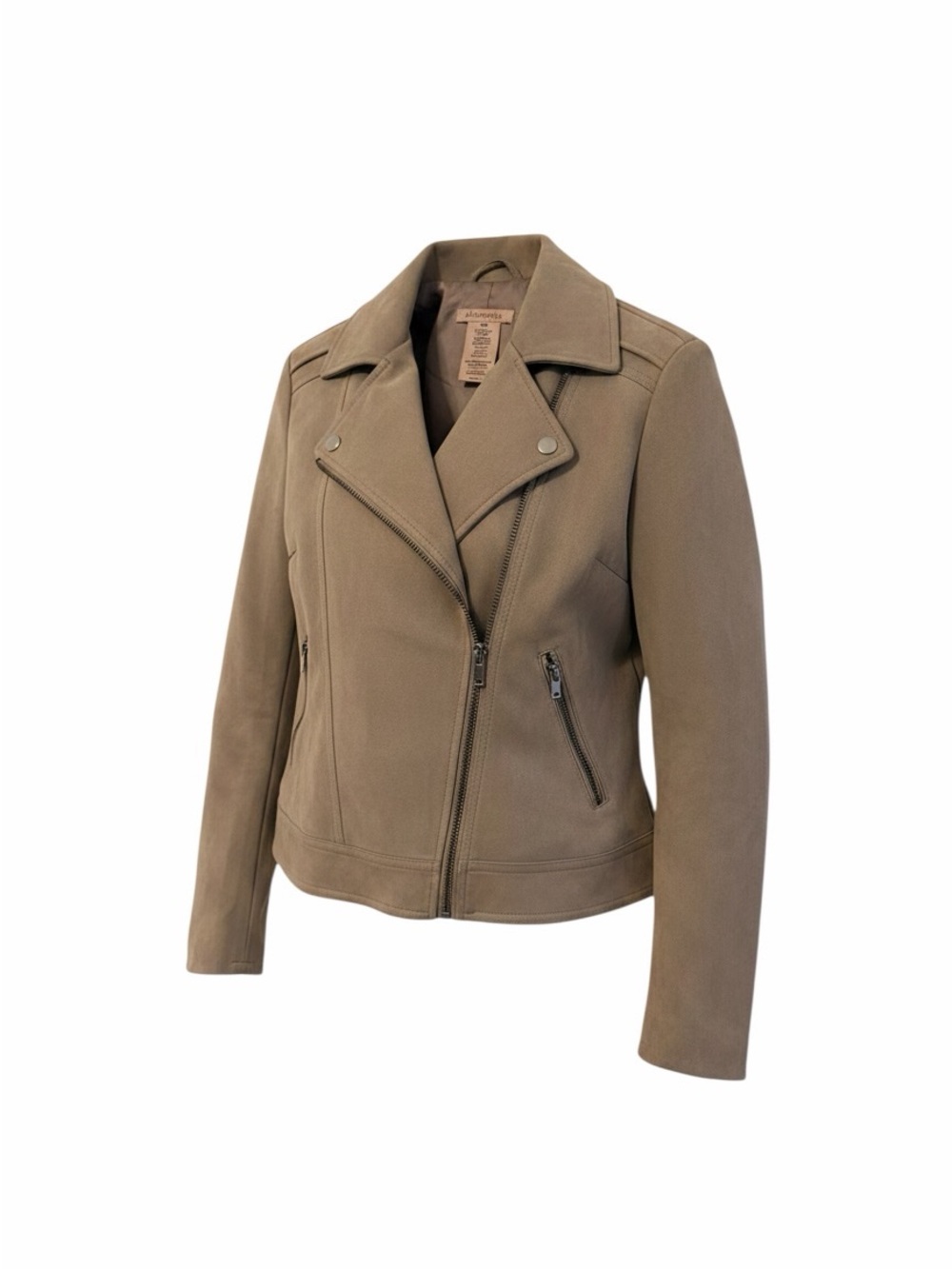 Philosophy Taupe Leather Asymmetrical Moto Jacket